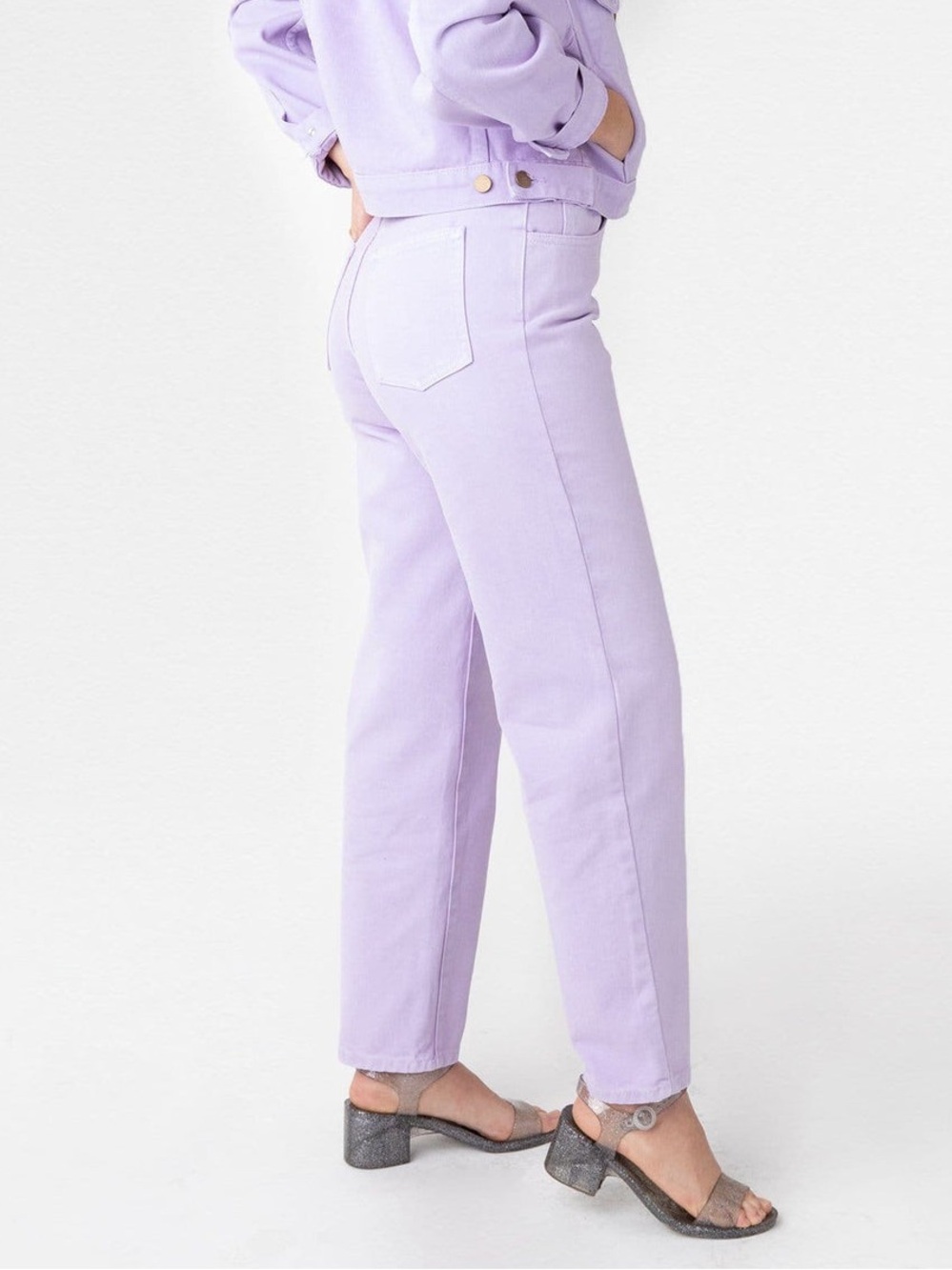 Mango Lilac Lavender Purple Straight-Leg High Waisted Jeans